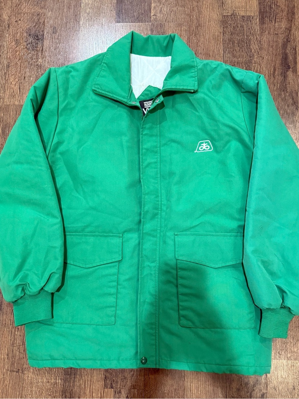 Vintage pioneer seed Hartwell Green Jacket quilted large 1980s